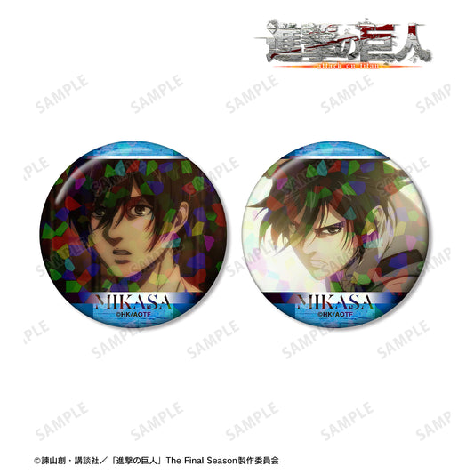 Attack on Titan Mikasa Scene Photo Holographic Tin Badge Set of 2