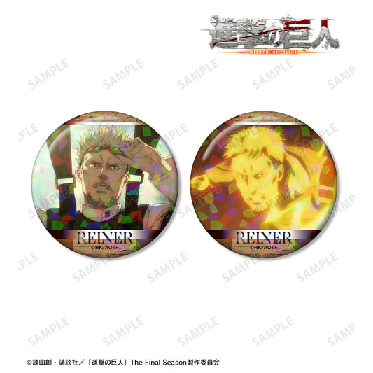 Attack on Titan Reiner Scene Photo Holographic Tin Badge Set of 2