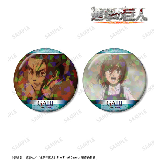 Attack on Titan Gabi Scene Photo Holographic Tin Badge Set of 2