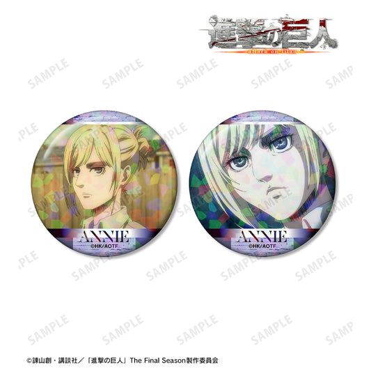 Attack on Titan Annie  Scene Photo Holographic Tin Badge Set of 2