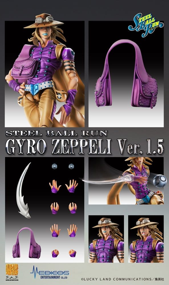 JoJo's Bizarre Adventure Part 7: Steel Ball Run Super Action Action Figure Chozokado Gyro Zeppeli Ver.1.5 16 cm